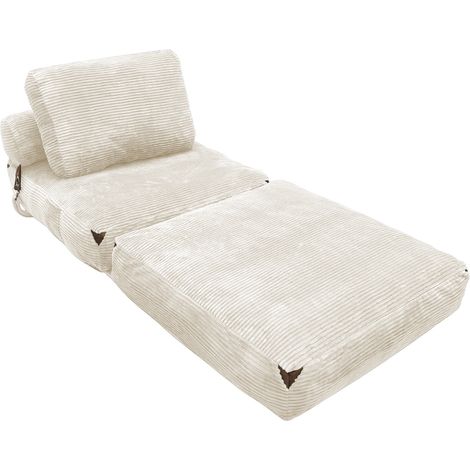 Fauteuil pouf design moderne avec rangement intégré et accents à pampilles (1/5)