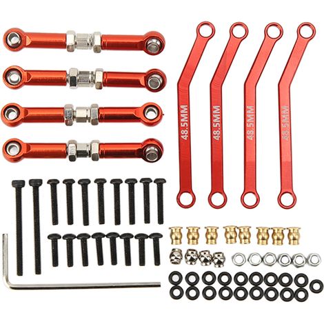 8PCS Jeu de Barres de Suspension Haute Garde au Sol 1/24 en Alliage d'Aluminium et Acier Résistant à l'Usure pour Voiture Crawler FMS Red (1/5)