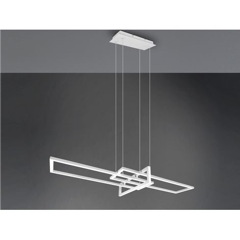 Große LED Pendelleuchte SALINAS lang mit Switch Dimmer Weiß, Breite 110cm (1/5)
