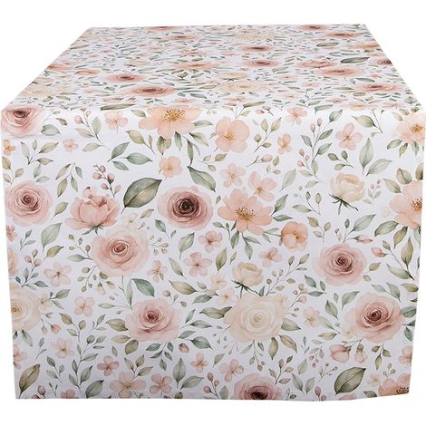 Chemin de table rectangulaire en coton beige 50 x 140 cm pour décoration de table - PANGIVO (1/4)