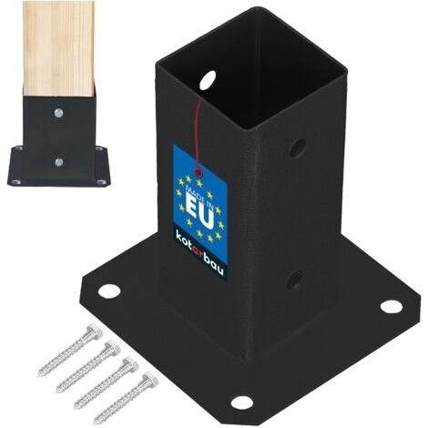 Support Poteau Bois - Acier Revêtu par Poudre - 60 x 60 mm - Noir - Pied de Poteau - Fixation Robuste - Résistant à la Corrosion-NANOTEH (1/5)