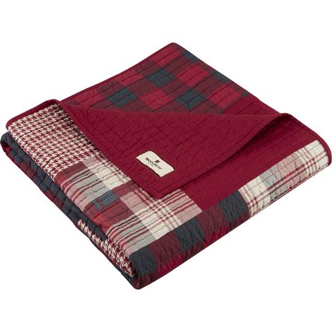 Couvre-lit matelassé de Luxe – Style de Vie en Cabine – Patchwork avec Motif élan pour Toutes Les Saisons, léger et Respirant et Confortable, pour canapé, 127 x 177,8 cm (l x L), Rouge (1/5)