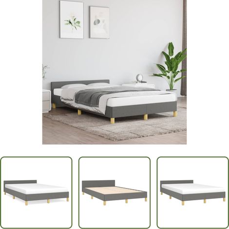 vidaXL Kopfteil -  Bettgestell ohne Matratze Dunkelgrau 120x190 cm Stoff (1/5)