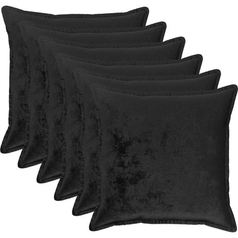 Housse de coussin 6 pcs HOUTEN Noir 60 x 60 cm Flanelle vidaXL