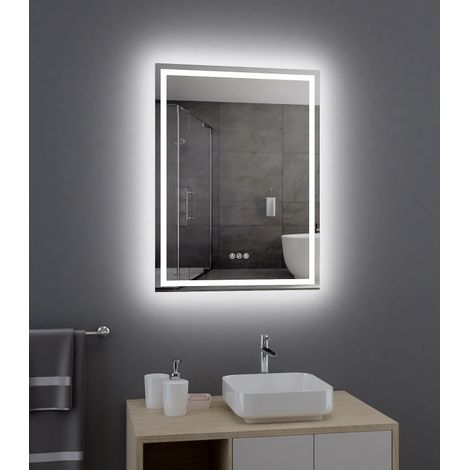 Alle Carrelage - Miroir rectangle, LED 80x60 cm avec variateur de lumière - AMBIANCE (1/4)
