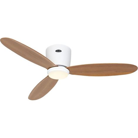 Ventilateur de plafond ECO PLANO II 112, Blanc - Chêne naturel, Wi-Fi avec éclairage