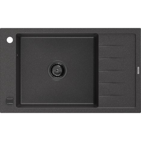 Mexen Elias fregadero de granito de 1 seno con escurridor 795 x 480 mm, negro moteado, sifón negro - 6511791005-76-B (1/5)