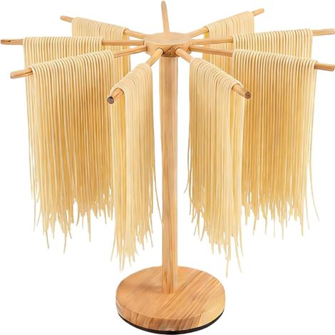 Nudeltrockner aus Holz, faltbar, mit 9 abnehmbaren Armen und drehbarem Sockel, stabiler Nudelständer zum Aufhängen von handgemachter Pasta und Nudeln, maximale Traglast 4,5 kg (1/5)