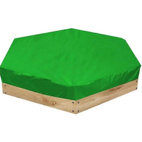 1 housse de protection imperméable pour bac à sable hexagonale résistante aux UV, verte, 140 x 110 x 20 cm (1/3)