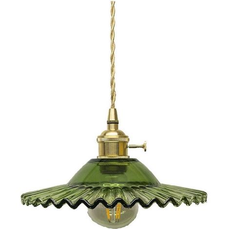 E27 Industrielle Vintage Verre Suspensions Luminaire Retro Plafonnier Luminaire Industrielle Eclairage de Plafond Verre Retro Suspensions Luminaires Suspensions Plafonniers Luminaire(vert)-- (1/5)