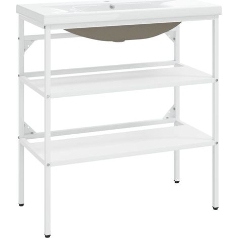 Cadre de lavabo de salle de bain vasque à encastrer Blanc Fer CFW654923 (1/5)