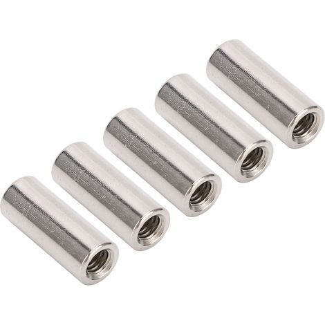 Runde Verbindungsmuttern M6x1,0, 20 Stück, 25 mm Länge, Gewindehülse aus Edelstahl für Stange (1/5)
