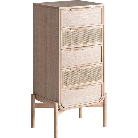 Commode sinfonier nordique en bois de frêne et rotin naturel - Bois clair et rotin naturel (1/5)