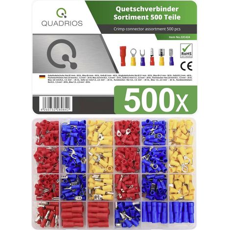 Quadrios 22C424 Assortimento di capicorda a compressione 0.5 mm² 2.5 mm² Rosso, Blu, Giallo 1 KIT