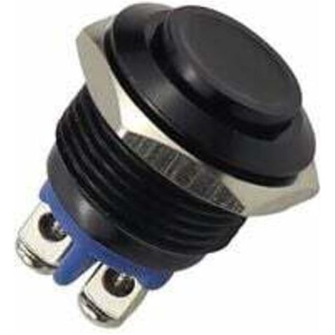 Interruttore a pulsante, interruttore a pulsante momentaneo rotondo, interruttore a pulsante, adatto per altoparlanti, alimentatori, nero, 16 mm