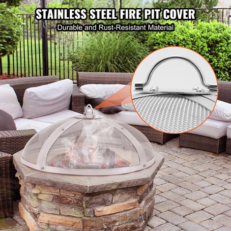 Pare-étincelles pour Brasero Extérieur Rond 508 mm Couvercle Grille de Protection Contre Étincelles de Feu en Acier Inox Écran Pare… (1/5)