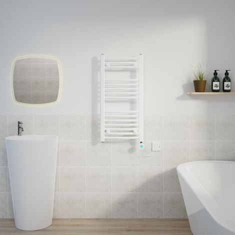 Curved Towel Rail Thermostatic Timer White 800x400mm 400W (1/5)