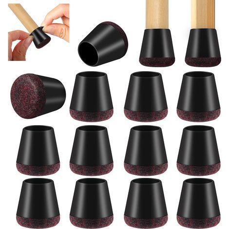 Stuhlgleiter, Silikon-Stuhlbeinschoner, 16 Stück Stuhlbeinschoner mit Filzgleitern, Anti-Rutsch-Kappen für Holzböden, reduzieren Geräusche und Kratzer (14 mm-20 mm) (1/5)