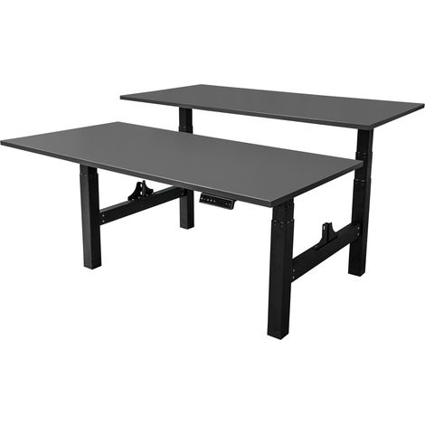 Bureau double électrique 140x80cm 2 moteur double Noir/Anthracite