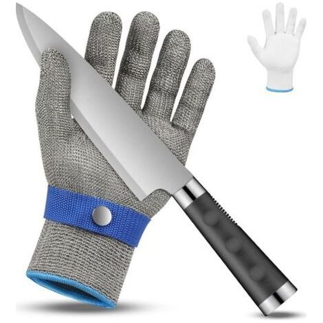 royaluxe-Gants anti-coupures niveau 9 - Gants anti-coupures en acier inoxydable - Protection quotidienne contre les coupures - Pour fileter, hacher, mandoliner, ouvrir des huîtres et trancher (L) (1/5)