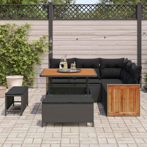 Gartensofa-set mit Kissen 8 pcs Schwarz (1/5)