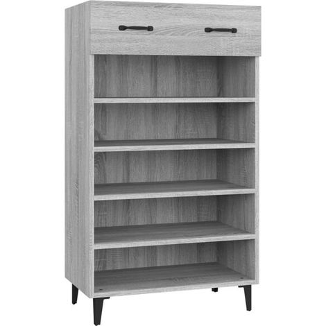 Meuble à chaussures gris Sonoma, dimensions 60x35x105 cm, en bois d'ingénierie. (1/5)