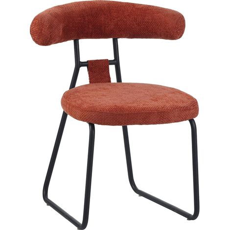 Chaise design orange en tissu chenille assise confortable - orange terracotta tissu chenille (1/5)