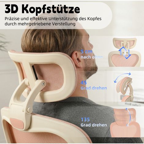 Chaise de bureau ergonomique pliable 67 x 102 à 129 cm rose, gain de place - CHICFURN (1/5)