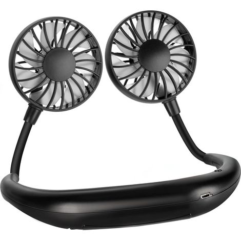 Ventilateur de cou portable 2000mAh USB silencieux pour sport voyage camping extérieur Noir (1/5)