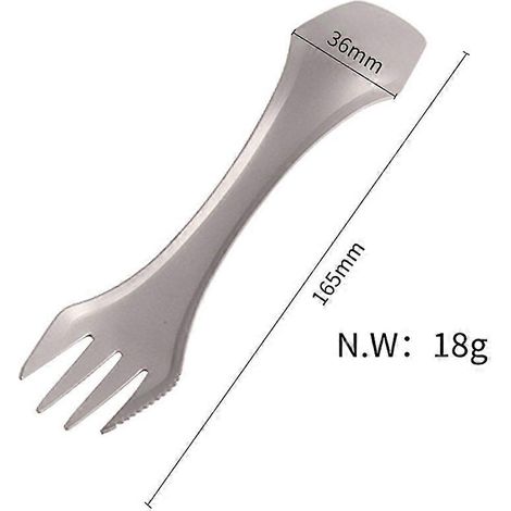 Multifunktionales Titan-Gabel-Löffel-Besteck für den Outdoor-Einsatz, Silber