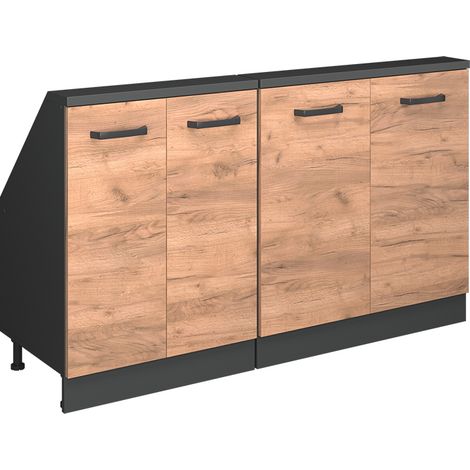 Dachschrägenschrank Rion, Anthrazit/Goldkraft Eiche, 2er Set, Vicco