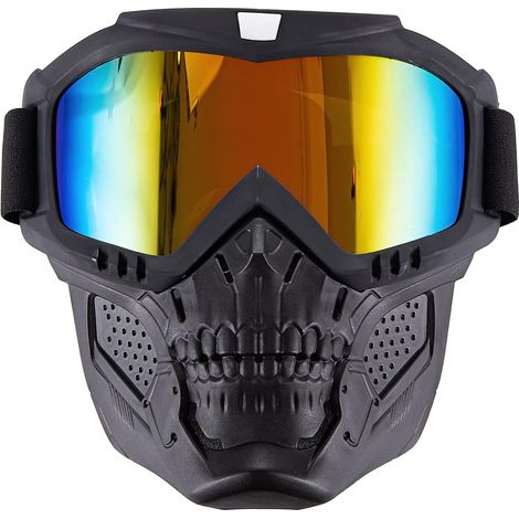 Lunettes de moto avec lunettes de moto amovibles pour homme et femme vintage coupe-vent (1/5)