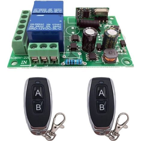 Kit d'ouvre-portes automatiques Récepteur et émetteur de relais ca à télécommande sans fil universelle 433MHz for le contrôle universel de la porte de garage et de la porte pour accessoires de portail (1/5)