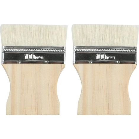 2 pinceaux laine manche bois, pour aquarelle/acrylique murale, nettoyage crevasses, application large