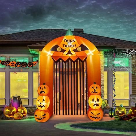 9 Pieds Haut Arche Citrouille Gonflable d'halloween, Kalolary Citrouille Gonflable Géante Porte d'intérieur d'extérieur d'halloween (1/5)