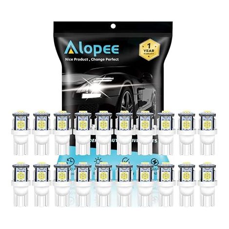 Ampoules W5W LED 24V Blanc 5x puces SMD 5050 Éclairage Intérieur Plafonnier Coffre et Plaque D'immatriculation Compatible 194/168/2825/501 (1/5)