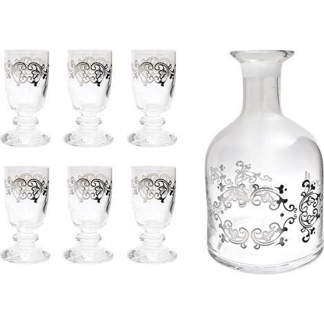 Bottiglia e bicchieri per liquore whisky decanter grappa in cristallo tavola casa ottima idea regalo (1/5)