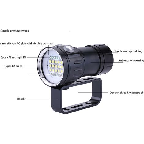 Lampe torche de plongée LED pour la photographie sous-marine, 15L2 (1/5)