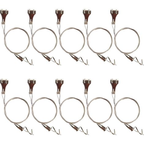 Lot de 10 Système de suspension, Câble acier inoxydable 1m, Crochet réglable, Charge 29,9kg, Pour galerie d'art