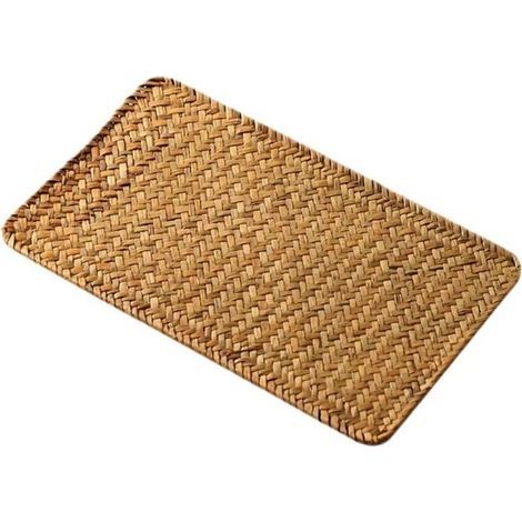 Lntyq Lot de 5 Set de Table en Osier, 32 x 22 cm, Set de Table Rectangulaires en Rotin, Sets de Table en Jonc de Mer Naturel pour Dîner/Table Basse (1/5)