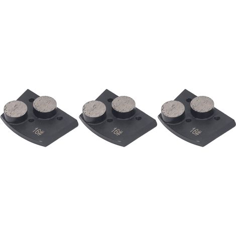 Lot de 3 blocs diamantés de meulage pour béton, 2 dents cylindriques, grain 16, retrait peinture, polissage, noir (1/5)