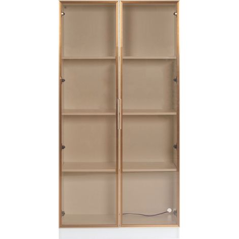 Set di 2 vetrine alte bianche con illuminazione LED e ante a battente 80 x 40 x 160 cm (1/5)