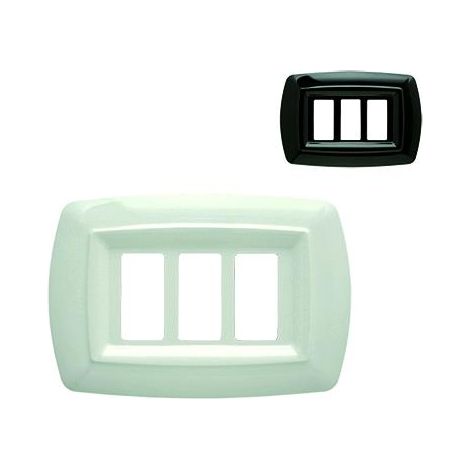 Placca 'Feb' 3 Posti - '2593/N' Nera - In Abs Compatibile Serie Magic Bticino