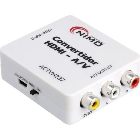 1 Convertisseur HDMI vers RCA, résolution 1080p, alimentation 5V Micro USB, blanc, 66,0 x 55,0 x 20,0 mm (1/4)