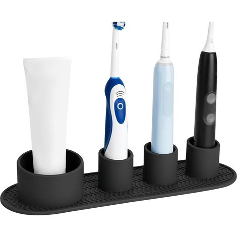 Sollbry Porte Brosse à Dents Antidérapant, Support Brosse a Dent à 4 Emplacements, Rangement Brosse a Dent, Rangement Brosse a Dent Electrique Peut Stocker du Dentifrice, Organisateur Salle de Bain (1/5)