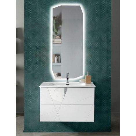 Mobile da bagno sospeso moderno base 80 CRIZIA con lavabo BIANCO OPACO (1/4)