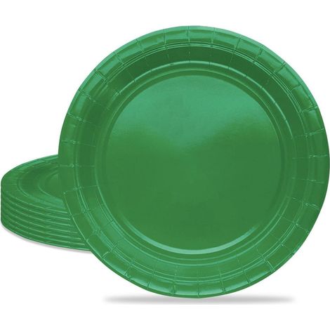 16x Assiettes en carton vertes 23cm pour fêtes & anniversaires