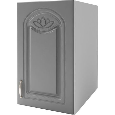 Tendencio – Meuble de cuisine haut 40 cm avec 1 porte et 1 étagère – Mélaminé gris – Optimisé pour espaces réduits