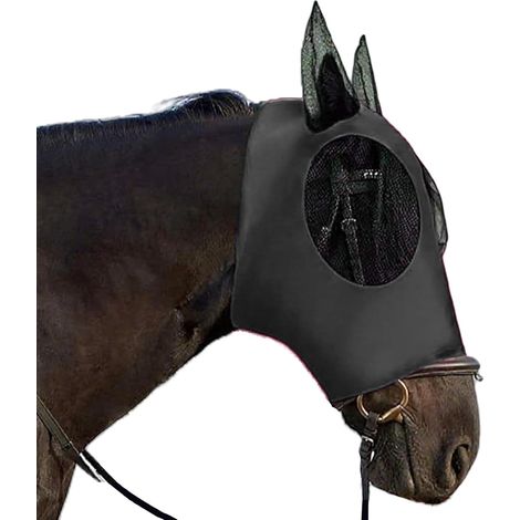 Fly Mask for Horses, One Size, Stretchy and Breathable, with Big Eyes and Ears, Mosquito and Insect Mask for Horses (1/5)