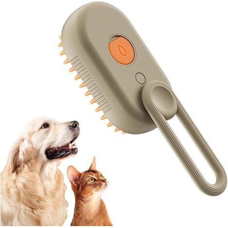 Spazzola a vapore per gatti per evitare che il pelo voli ovunque — ideale per gatti e cani, 1 pezzo, kaki (1/4)